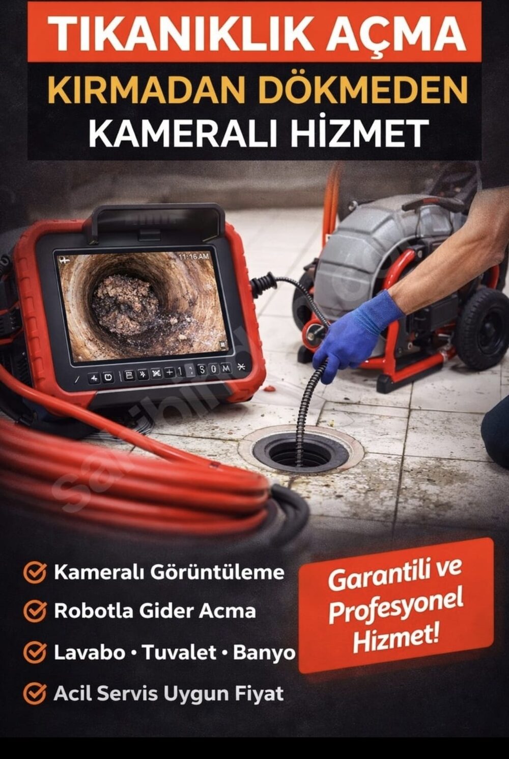 Kameralı ve robotlu tıkanıklık açma hizmeti